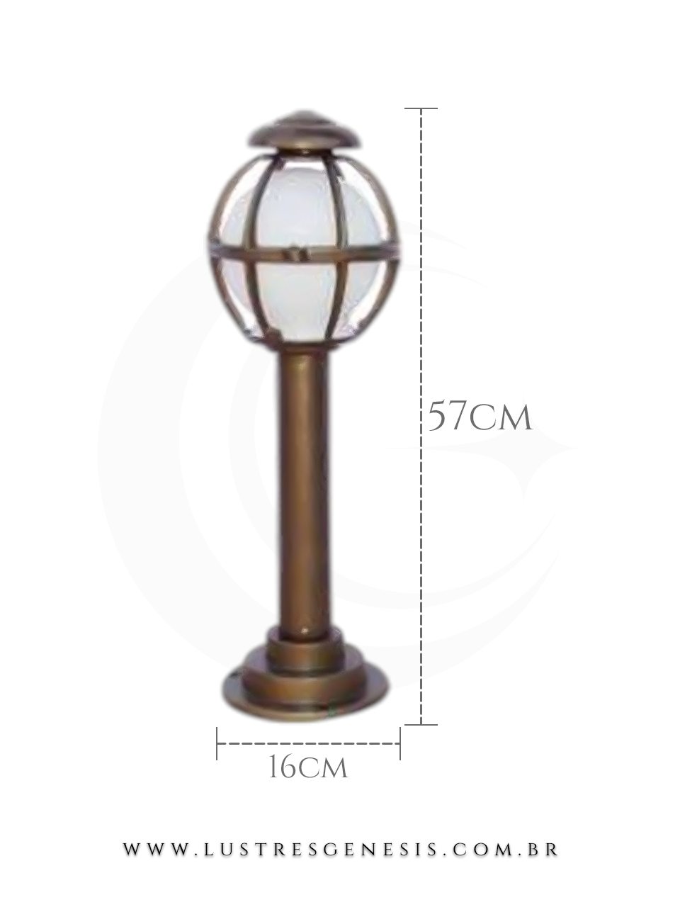 Poste Balizador de Jardim Externo 57cm Globo Branco e em Alum&iacute;nio Fundido Cl&aacute;ssico para Fachada, Muro, Garagem e &Aacute;rea Externa Gourmet